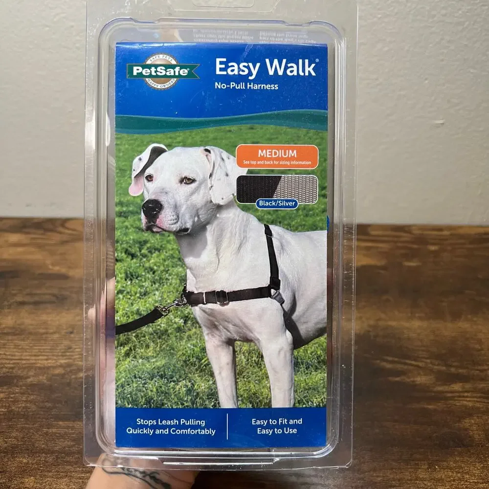 PetSafe Easy Walk No Pull Harness Dog Walk Size Medium 25-50lbs Black Silver New
